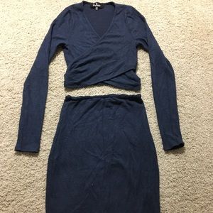 Two piece navy blue skirt and crop
